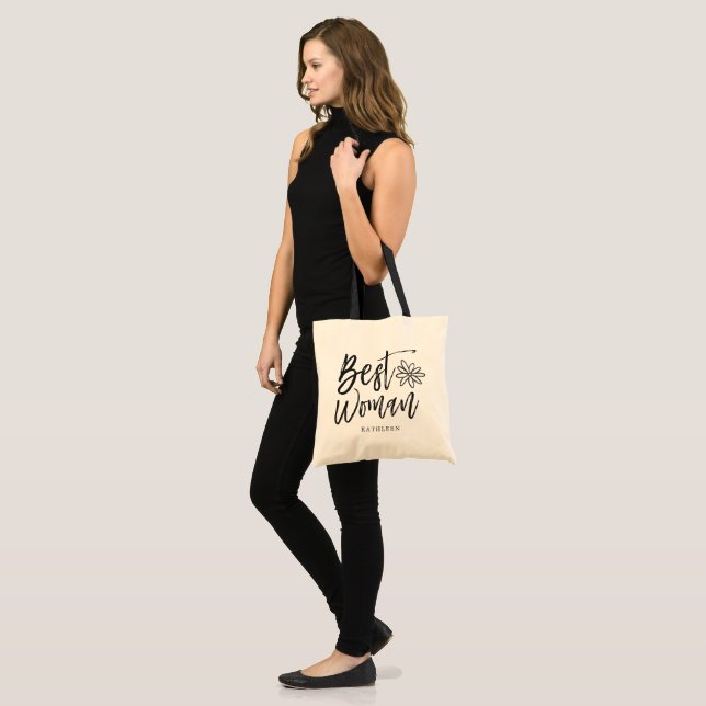 Best Woman | Script Writing Style Wedding Tote Bag (Front (Model))