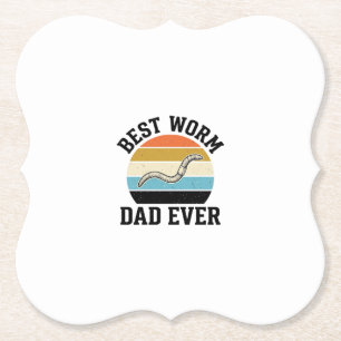 Best Worm Dad Ever Vintage Worm Shirt Design_1 Paper Coaster
