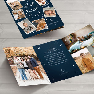 Best Year Ever! Family Photo Scrapbook Collage Tri-Fold Holiday Card