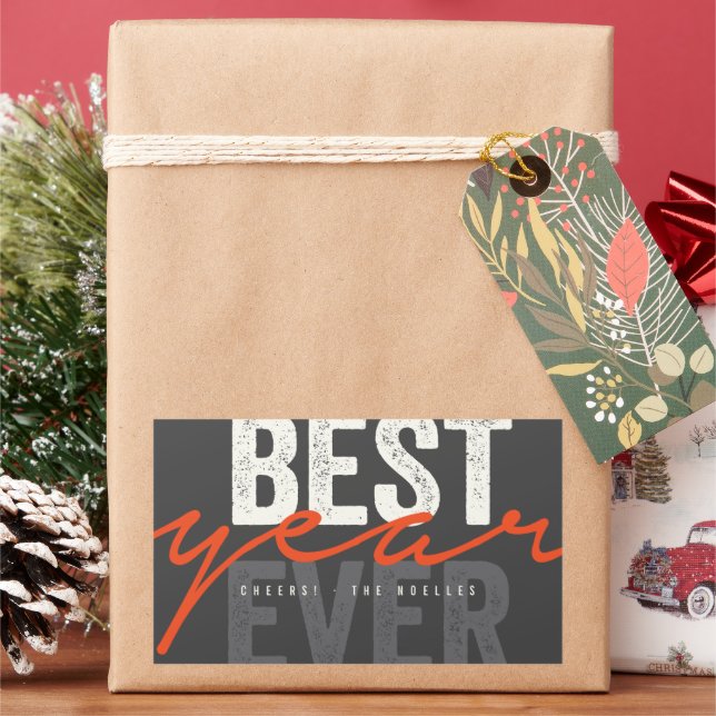 Best Year Ever Handwriting Script Modern Holiday Rectangular Sticker (Holiday)