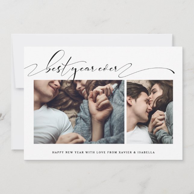 Best Year Ever Two Photo Collage New Year Card (Front)