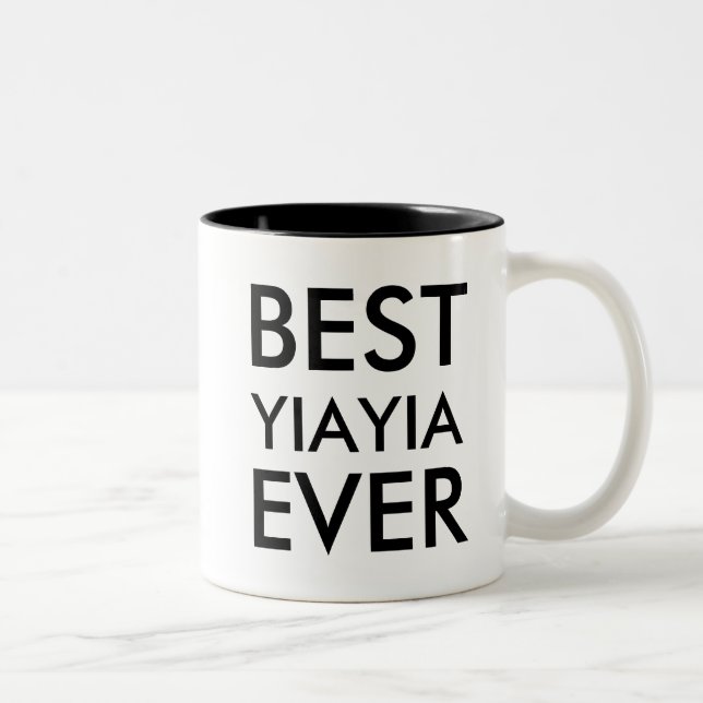 Best yiayia ever Greek Grandmother Two-Tone Coffee Mug (Right)