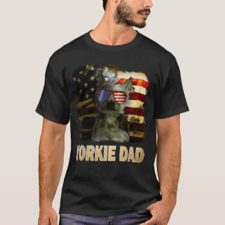Best Yorkie Dad Ever American Flag 4Th Of July T-Shirt