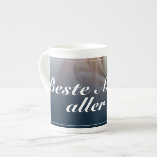 Beste Mutter aller Zeiten mit großer rosa Rose Bone China Mug