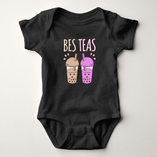 Besteas Bubble Boba Kawaii Tea Graphic Baby Bodysuit (Front)