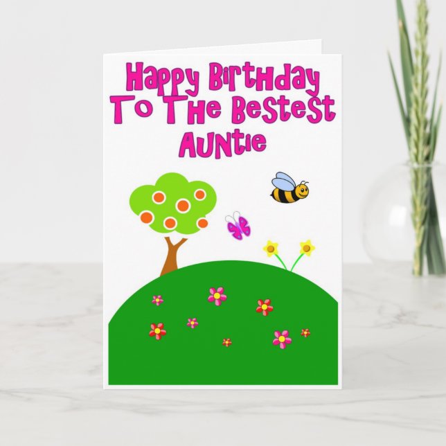 Bestest Auntie Happy Birthday Garden Greeting Card (Front)