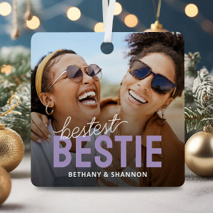 Bestest Bestie BFF Photo Christmas Metal Tree Decoration
