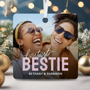 Bestest Bestie BFF Photo Christmas Metal Tree Decoration