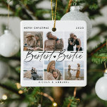 'Bestest Bestie' Friends Keepsake Photo Collage Ceramic Ornament<br><div class="desc">Let a friend know how much she means to you with this keepsake gift photo collage christmas ornament. Design features 6 of your favourite pictures of you and your best friend,  script text that reads 'Bestest Bestie',  name/s and year.</div>