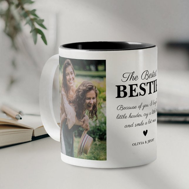 Bestest Bestie Photo Collage Two-Tone Coffee Mug (Creator Uploaded)