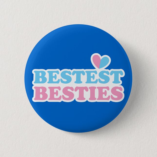 BESTEST BESTIES with cute hearts BFF best friends 6 Cm Round Badge (Front)
