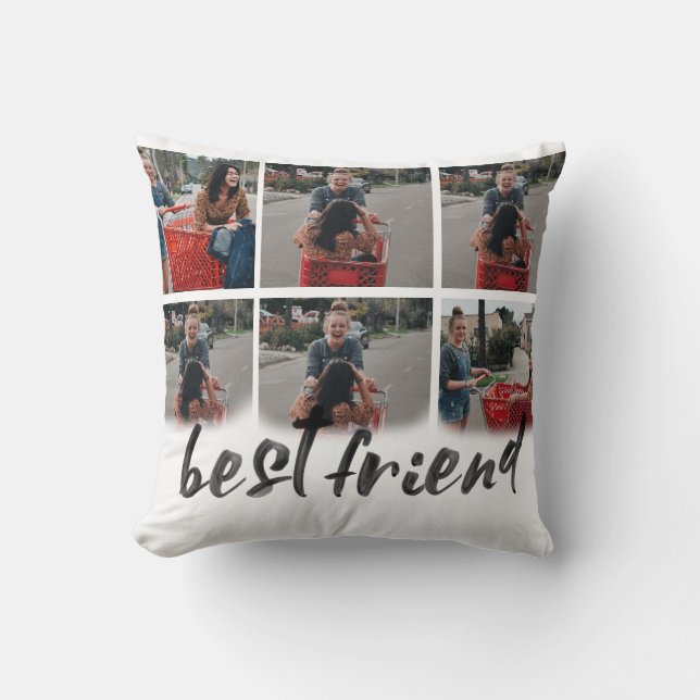 bestfriend gift 6 photo collage custom script cushion (Front)