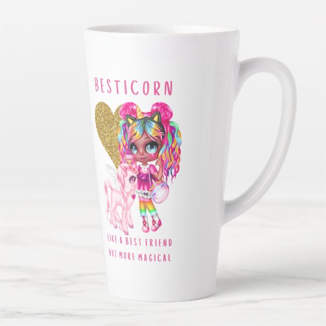Bestfriend Gift for Girls, Magical Unicorn Pink Latte Mug (Right)