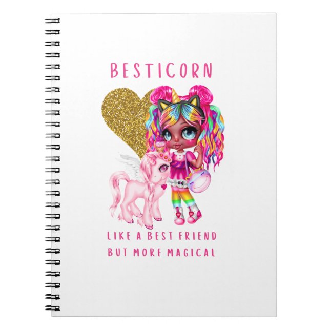 Bestfriend Gift for Girls, Magical Unicorn Pink Notebook (Front)