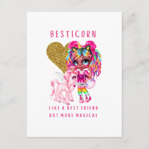 Bestfriend Gift for Girls, Magical Unicorn Pink Postcard