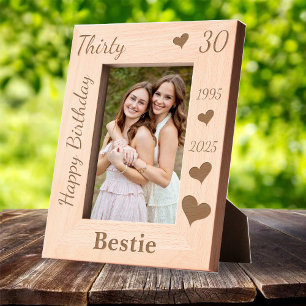 Bestie 30th Birthday Photo frame with name heart