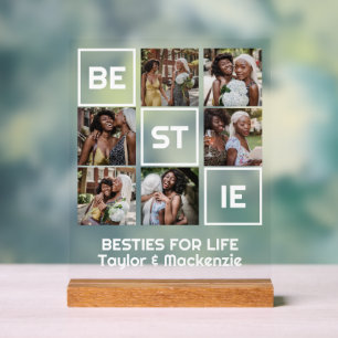 Bestie Best Friends 6 Photos and Personalised Text Acrylic Sign