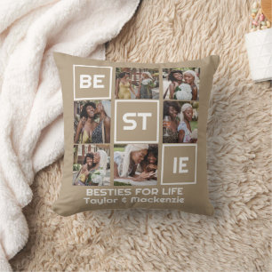 Bestie Best Friends 7 Photos and Personalised Text Cushion