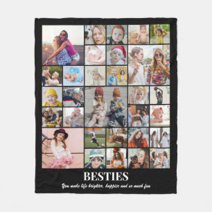 Bestie BFF Best Friends Photo Collage 30 Pictures Fleece Blanket