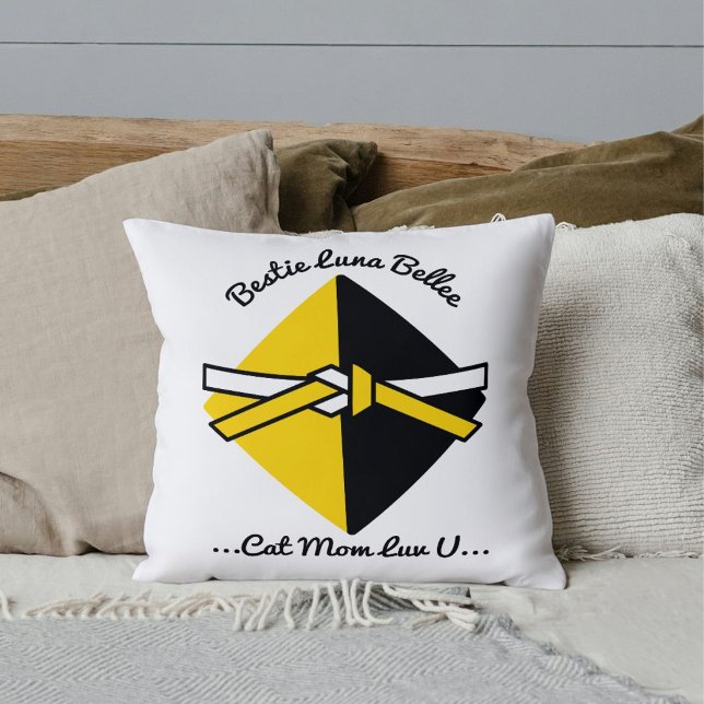 Bestie Cat Mum Personalised Cute Love Quote Knot Cushion (Creator Uploaded)