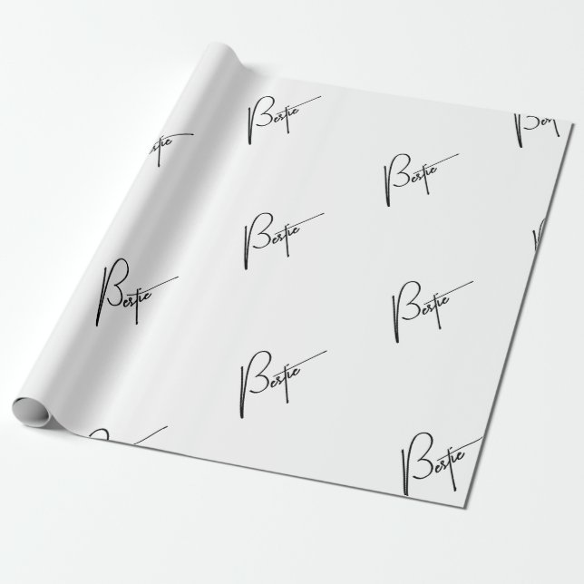 Bestie” Cute & Fun Gift Wrapping Paper for Friends (Unrolled)