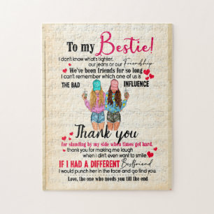 Bestie Gifts Letter To My Bestie Thank You Jigsaw Puzzle