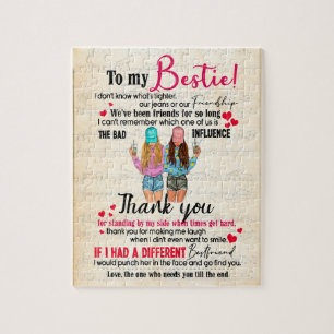 Bestie Gifts   Letter To My Bestie Thank You Jigsaw Puzzle