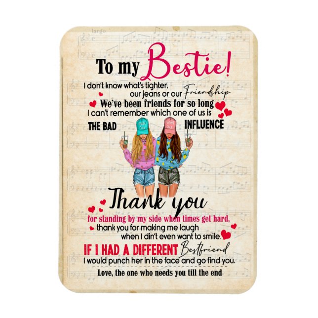 Bestie Gifts | Letter To My Bestie Thank You Magnet (Vertical)