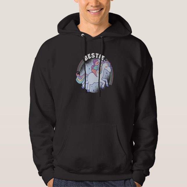 Bestie Graphic Horse Lover Equestrian Rider Horses Hoodie (Front)