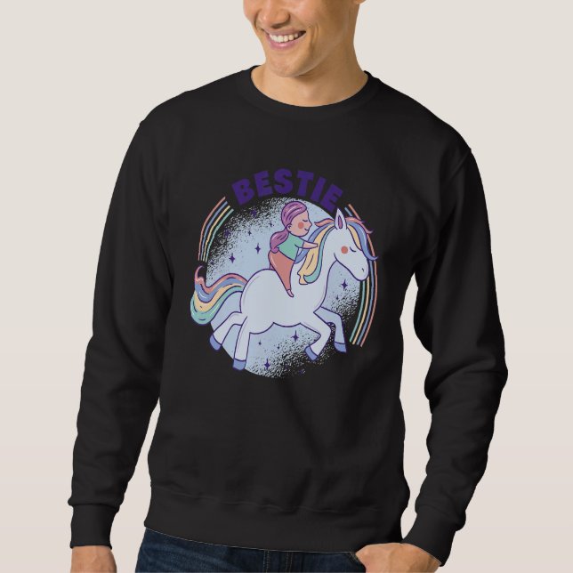 Bestie Graphic Horse Lover Equestrian Rider Horses Sweatshirt (Front)
