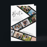Bestie | Modern 8 Photo Film Strip Collage Card<br><div class="desc">Remembering your friend on their birthday with a card already shows you care, but if you love them like family, or they truly are your best friend, a custom card is a must! A special and memorable photo collage gift for your best friends. This design features a eight photo film...</div>