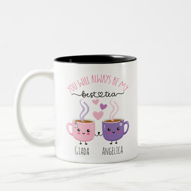 Bestie Mug: Best-Tea Mug, Personalised Two-Tone Coffee Mug (Left)