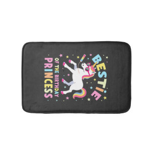 Bestie of the Birthday Princess Girl Dabbing Unico Bath Mat