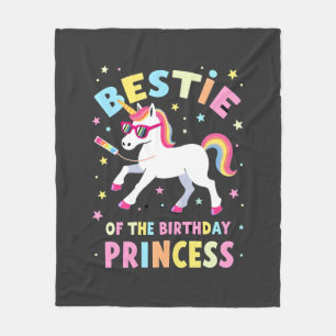 Bestie of the Birthday Princess Girl Dabbing Unico Fleece Blanket