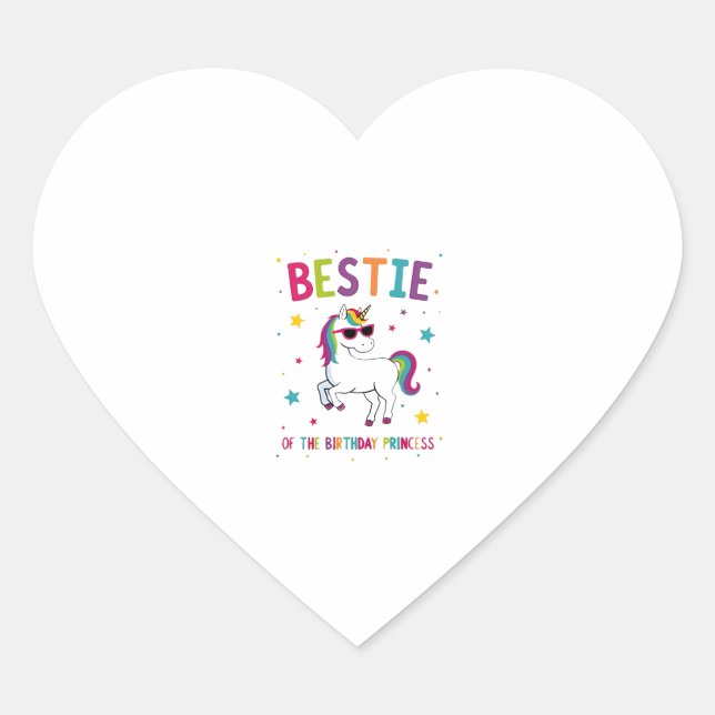 Bestie of the Birthday Princess Girl Dabbing Unico Heart Sticker (Front)
