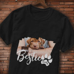 Bestie Pet's Modern Grunge Cool Name Photo Paw T-Shirt<br><div class="desc">This simple and modern design is composed of modern simple playful script typography. Add custom pet photo.</div>