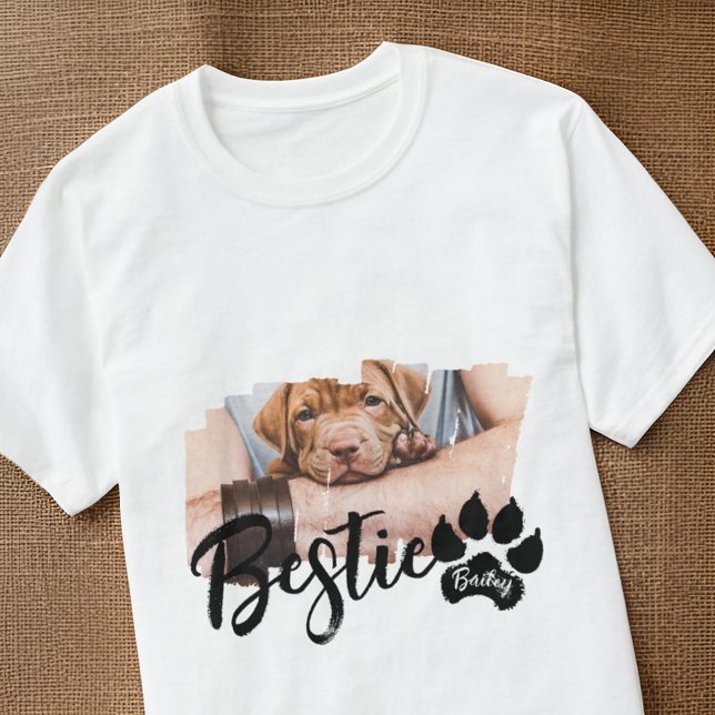 Bestie Pet's Modern Grunge Cool Name Photo Paw T-Shirt (Creator Uploaded)