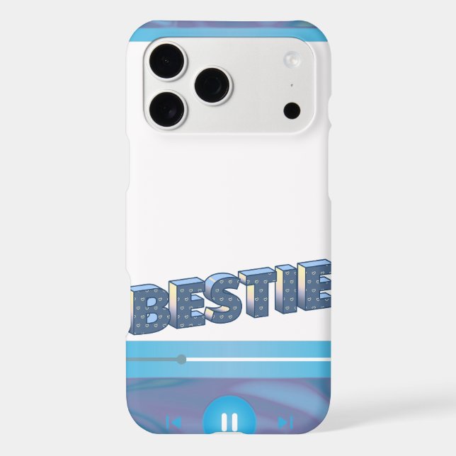 Bestie Phone Case – Fun Blue 3D Text Design with M (Back)