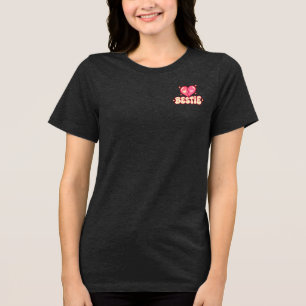 Bestie Pink Heart T-Shirt Cute Best Friend Gift Tri-Blend Shirt