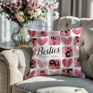 BESTIE Pink Photo Collage & Names Cushion