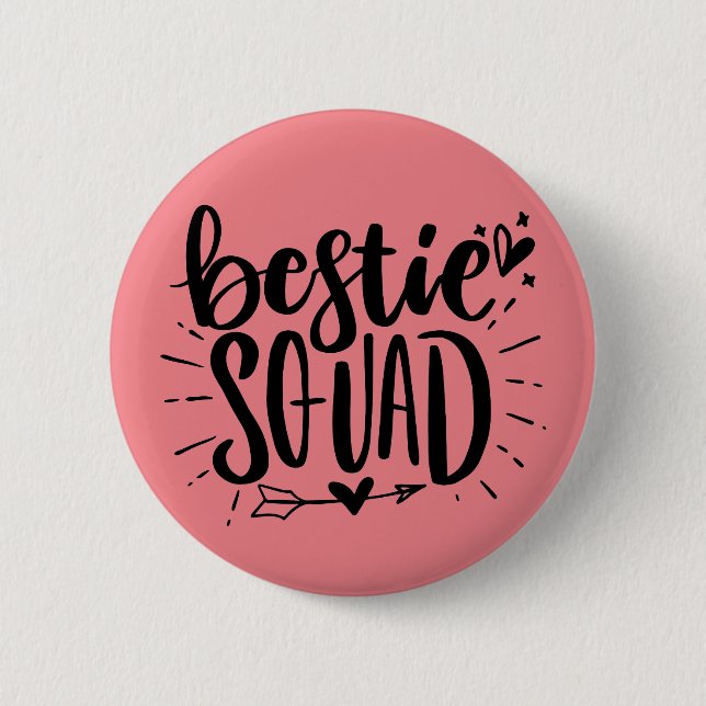 Bestie Squad BFF Best Friend Lettering Quote  6 Cm Round Badge (Front)