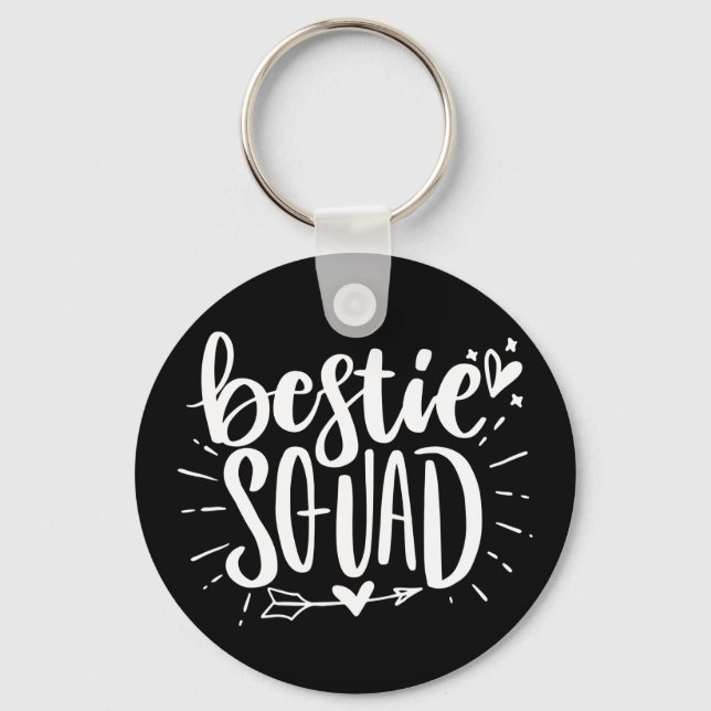 Bestie Squad BFF Best Friend Lettering Quote  Key Ring (Front)