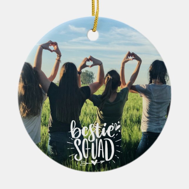 Bestie Squad Personalised Photo BFF Friendship Ceramic Ornament (Front)