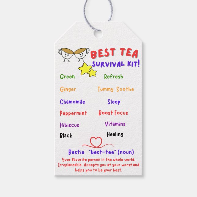 Bestie(Tea) Survival Kit Gift Tags (Front)