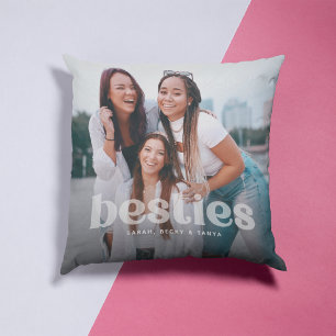 Bestie Trendy Typography 2 Photo Keepsake  Cushion