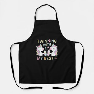 Bestie Twin Sister Unicorn Matching Birthday Party Apron
