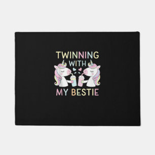 Bestie Twin Sister Unicorn Matching Birthday Party Doormat