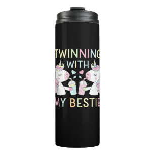 Bestie Twin Sister Unicorn Matching Birthday Party Thermal Tumbler