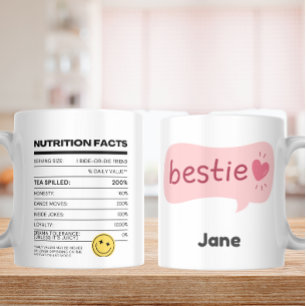 Bestie Vibes Only – Funny Nutrition Facts Coffee Mug