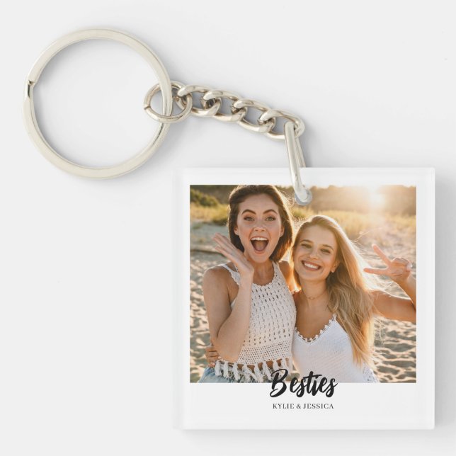 Besties 2 Photo Personalised  Key Ring (Front)